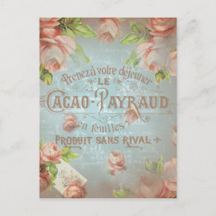 Shabby chic rozen roos typo briefkaart