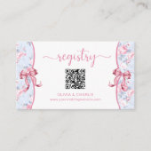 Shabby Chic Rozen Roze Bow Trouwregister Informatiekaartje (Voorkant)