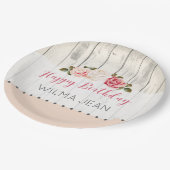 Shabby Chic Rozen Rustiek Hout Aangepaste Verjaard Papieren Bordje (Gekanteld)