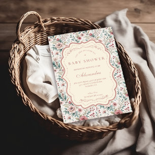 Shabby Chic Rozen Tuin Baby Shower Kaart