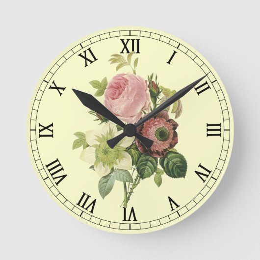 Shabby Chic Rozen Wall Clock Ronde Klok (Voorkant)