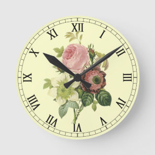 Shabby Chic-Rozen wandklok Ronde Klok