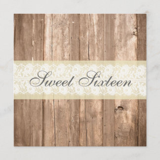 Shabby Chic Rustic Cream Sweet Sixteen Kaart