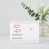 Shabby Chic Rustic Floral Baby shower Dank u Briefkaart (Staand voorkant)