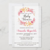 Shabby Chic Rustic Floral Baby shower Invitation (Devant)