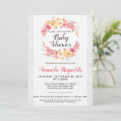 Shabby Chic Rustic Floral Baby shower Invitation (Debout devant)