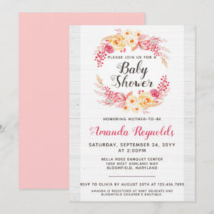 Shabby Chic Rustic Floral Baby shower Invitation