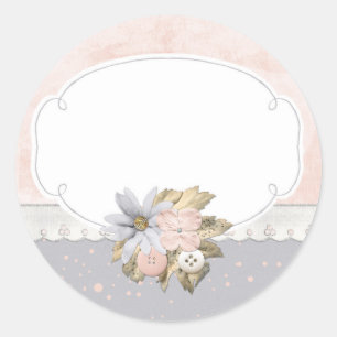 Shabby Chic Rustic Floral Sewing Buttonnen Boutiqu Ronde Sticker