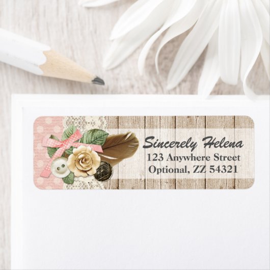 Shabby Chic Rustic Wood, kant en doder Etiket (Insitu)