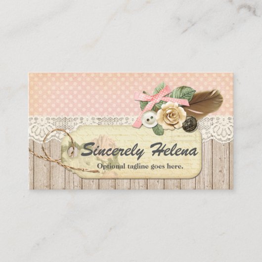 Shabby Chic Rustic Wood,  kant en doder Visitekaartje (Voorkant)