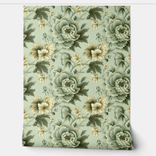 Shabby chic salie groen wit bloemetjes behang