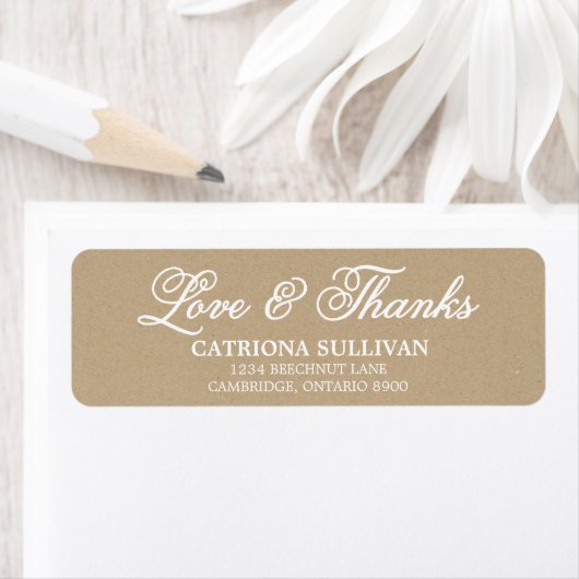 Shabby Chic Script Love & Bedankt Address Label (Insitu)