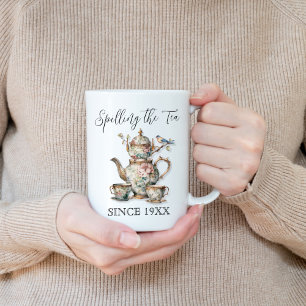 Shabby Chic Spilling Tea depuis la tasse Cadeau