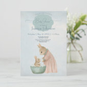 Shabby Chic Spring Baby shower de lapin Invitation (Debout devant)