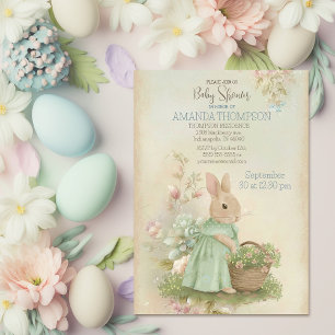 Shabby Chic Spring Baby shower de lapin Invitation