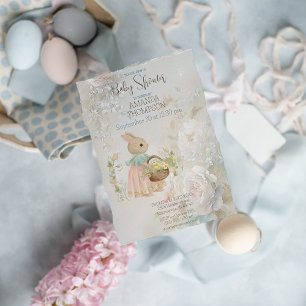 Shabby Chic Spring Baby shower de lapin Invitation