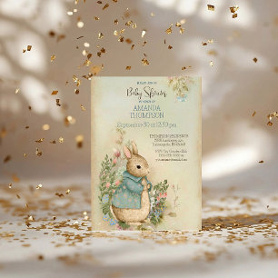 Shabby Chic Spring Rabbit Baby shower Invitation Kaart