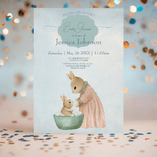 Shabby Chic Spring Rabbit Baby shower Invitation Kaart