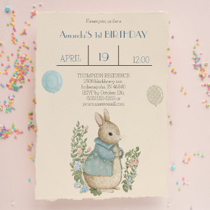 Shabby Chic Spring Rabbit Birthday Kaart
