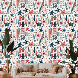 Shabby Chic Star Feathers Pastel Boho Art Theme Behang