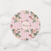 Shabby Chic Stripes, Roze Birthday Table Confetti (Kleine voorkant)