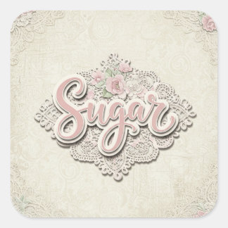 Shabby Chic. Sugar beroemd gemaakt door Natasha Us Vierkante Sticker