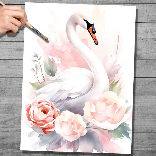 Shabby Chic Swan 3 Decoupage papier