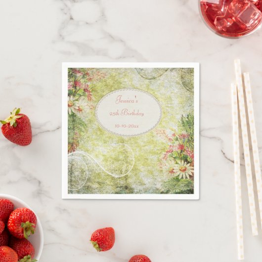 Shabby Chic Sweet 25th Birthday en wilde bloemen Servetten (Insitu)