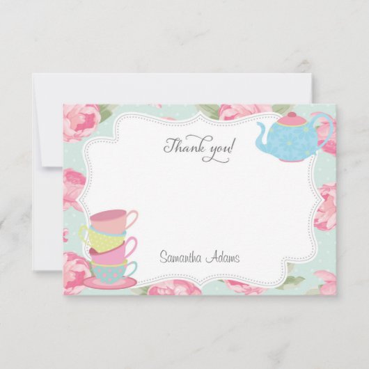 Shabby Chic Tea Party Carte de remerciements (Devant)
