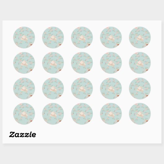 Shabby chic theepartij ronde sticker (Vel)