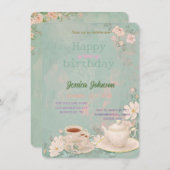 Shabby Chic Theetuin Uitnodiging (Voorkant / Achterkant)