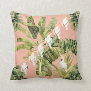 Shabby Chic Tropical Peach Fern Green Kussen
