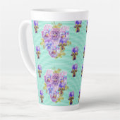 Shabby Chic Turquoise Aqua Pansy floral Latte Mug (Angle gauche)