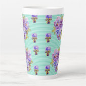 Shabby Chic Turquoise Aqua Pansy floral Latte Mug (Devant)