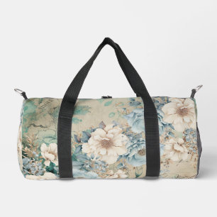 Shabby Chic Turquoise Pastel Floral Duffson Sac