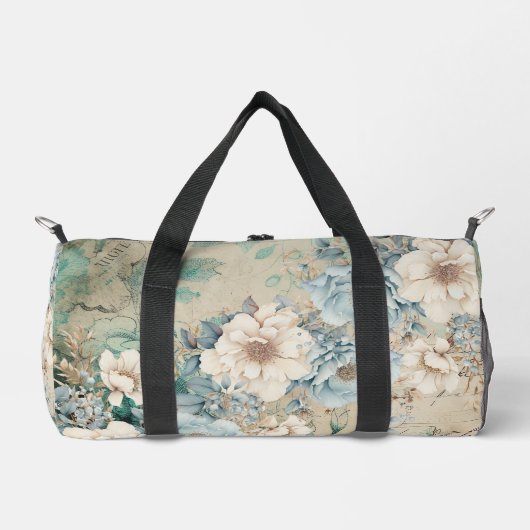 Shabby Chic Turquoise Pastel Floral Duffson Sac (Recto)