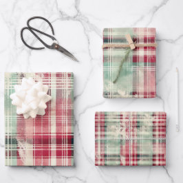 Shabby Chic Verdrietig Kerst Tartan Inpakpapier Vel