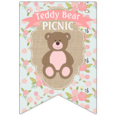 Shabby Chic Verjaardagsbanner Teddy Bear Picnic Vlaggetjes (Eerste vlag)