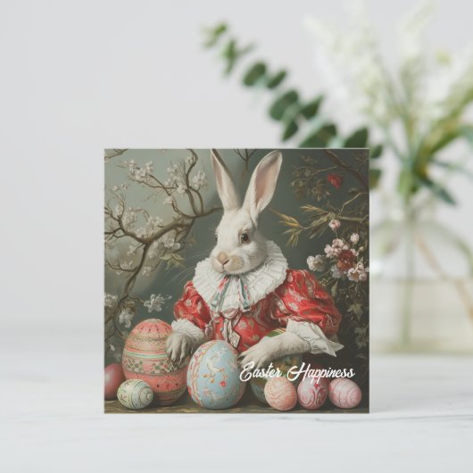 Shabby Chic  Victoriaans Paaskonijn Feestdagenkaart (Staand voorkant)
