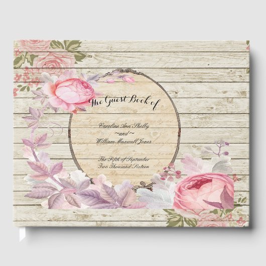 Shabby Chic Victorian Flower Mariage Livre d'invit (Recto)