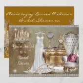 SHABBY CHIC VINTAGE BRIDAL SHOWING INVITATION BLIN (Devant / Derrière)