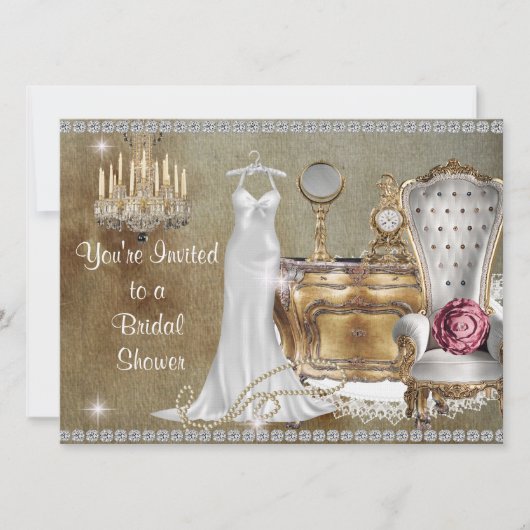 SHABBY CHIC VINTAGE BRIDAL SHOWING INVITATION BLIN (Devant)