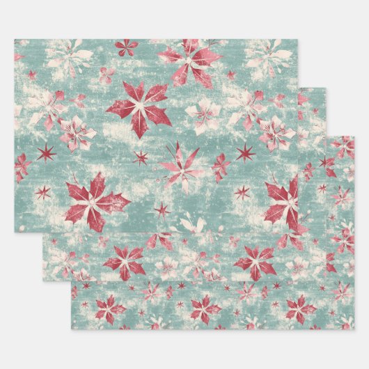  Shabby Chic Vintage Kerst Inpakpapier Vel (Set)