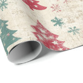 Shabby Chic Vintage kerstboom Cadeaupapier (Rol Hoek)