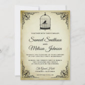 Shabby Chic Vogelkooi Bruiloft Uitnodiging (Voorkant)