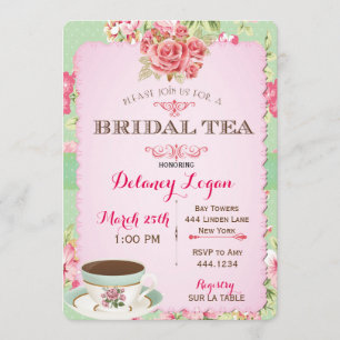 Shabby Chic Vrijgezellenfeest Tea Invitation Kaart