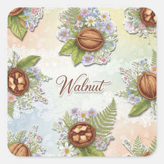 Shabby Chic. Walnut beroemd gemaakt door Natasha U Vierkante Sticker