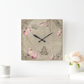 Shabby Chic - wandklok Vierkante Klok (Huis)