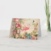 Shabby Chic Waterverf Floral Flamingo Kaart (Achterkant)