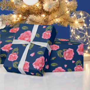 Shabby Chic Waterverf Pink Rose Floral Pattern Cadeaupapier